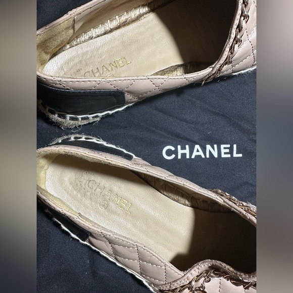 Pink/tan and black pleated pleather espadrilles size 8.5 - Picture 3 of 8